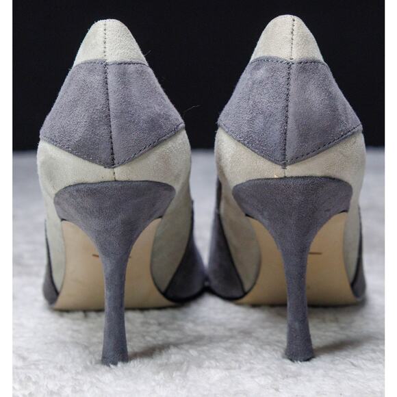 Audrey Brooke Black Gray Suede Cap Toe Heels Pumps Womens Size 8.5 - Picture 3 of 16